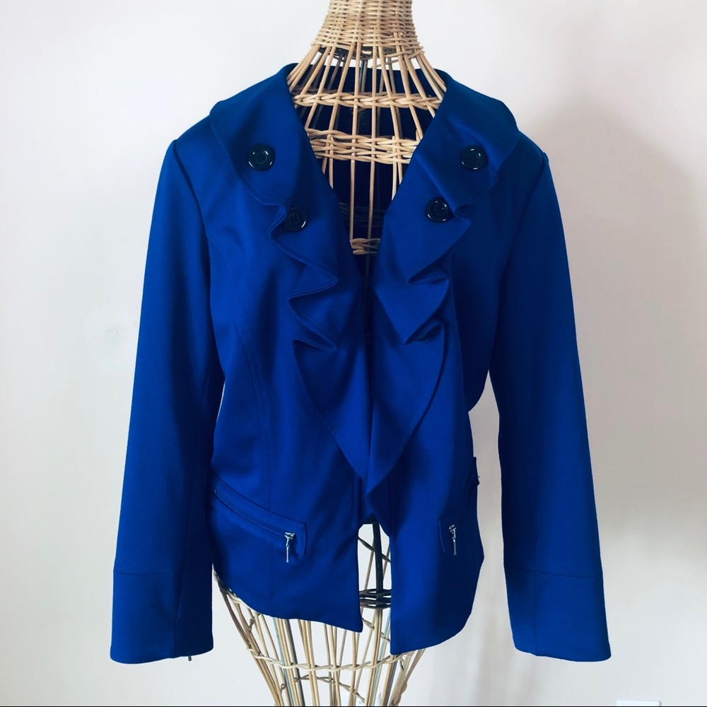 Never worn, cobalt blue jacket. Petite Medium